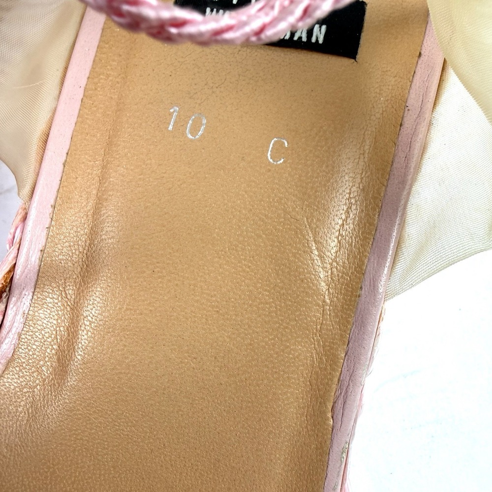 Stuart Weitzman Rafia Espadrille Flats Pink Mesh Barbiecore Lace Up 10 Narrow - Picture 4 of 9